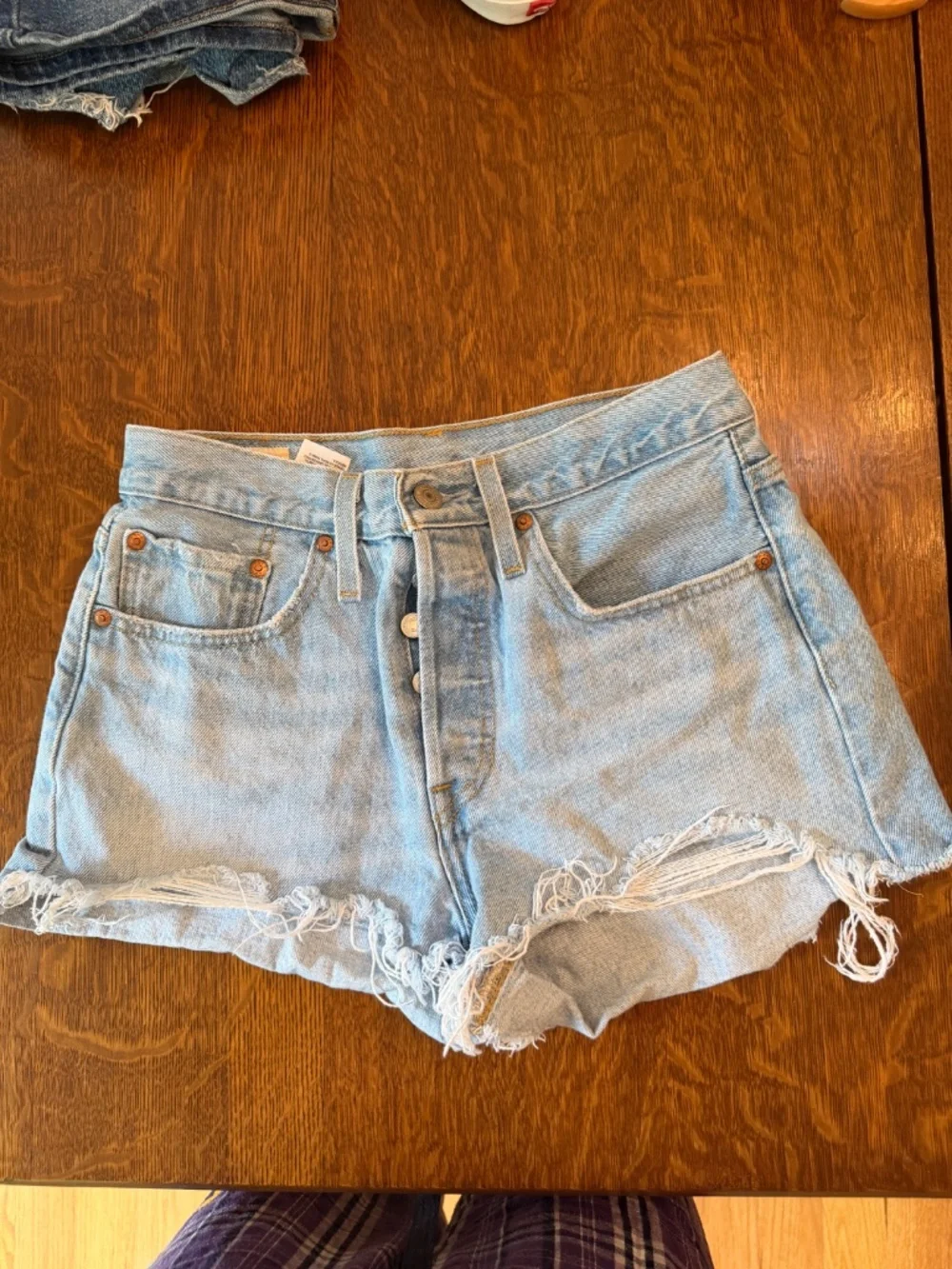 Levi's Premium 501 High-Rise Distressed Denim Shorts